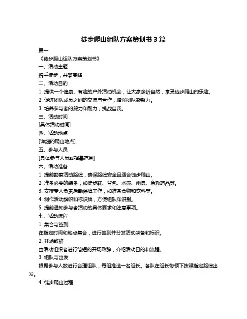 徒步爬山组队方案策划书3篇