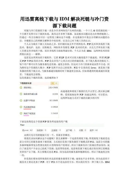 用迅雷离线下载与IDM解决死链与冷门资源下载问题(计算机网络大报告)