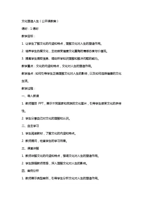 文化塑造人生(公开课教案)