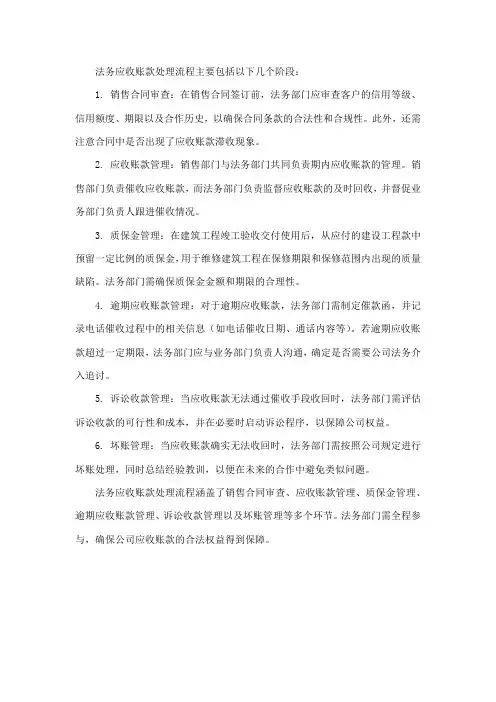 法务应收账款处理流程及内容