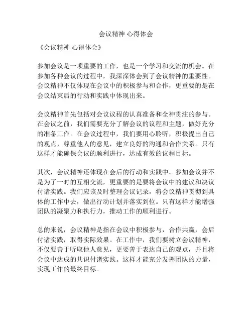 会议精神 心得体会