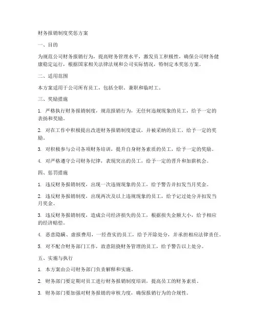 财务报销制度奖惩方案模板