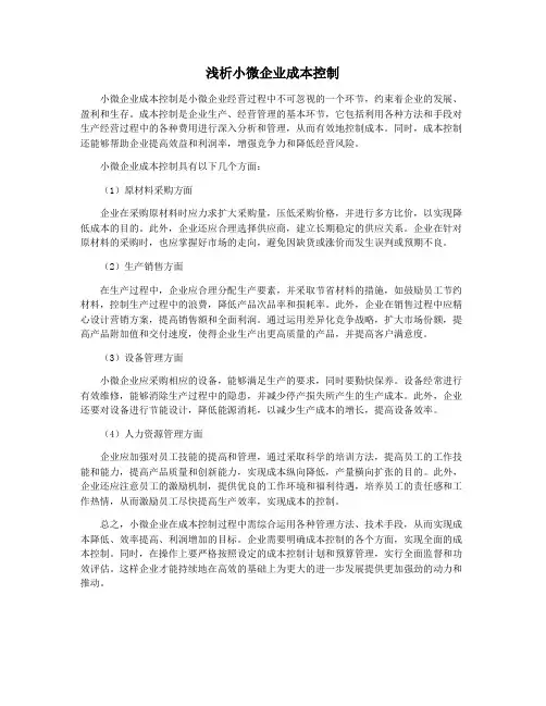 浅析小微企业成本控制