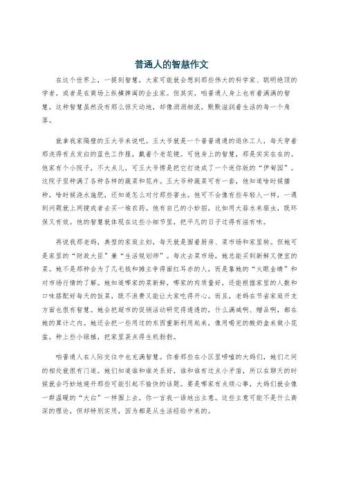 普通人的智慧作文