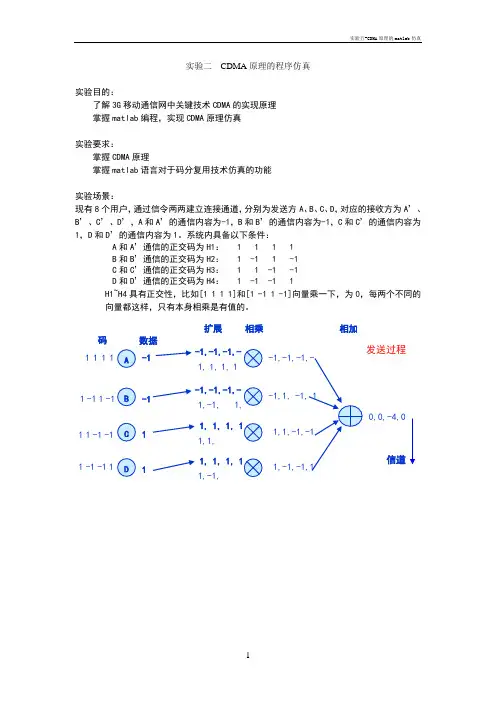 实验五-CDMA原理的matlab仿真