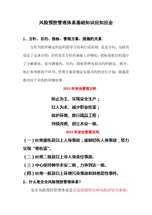 风险预控管理体系基础知识应知应会