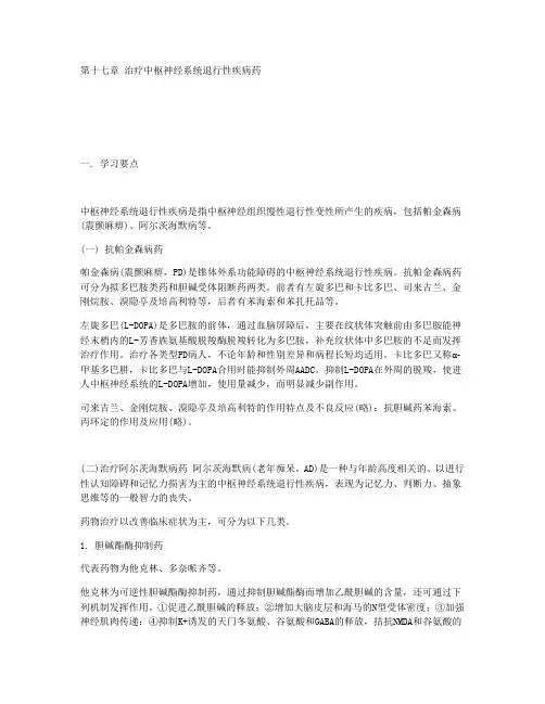 17第十七章 治疗中枢神经系统退行性疾病药