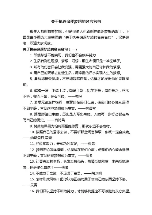 关于执着追逐梦想的名言名句