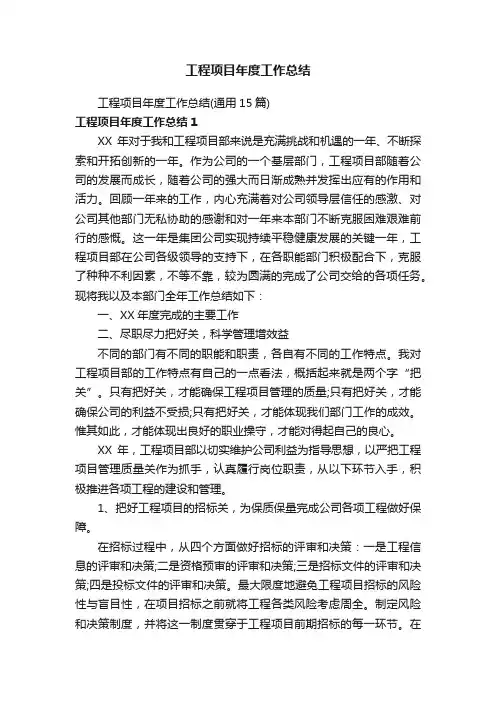 工程项目年度工作总结（通用15篇）