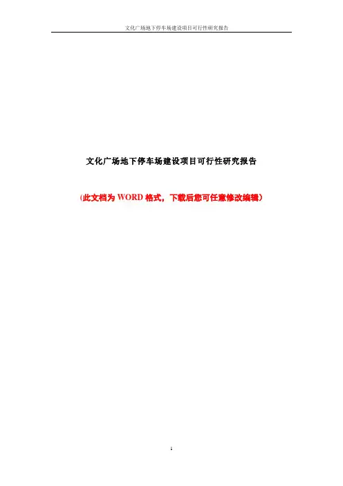 文化广场地下停车场建设项目可行性研究报告