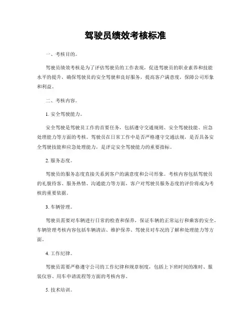 驾驶员绩效考核标准