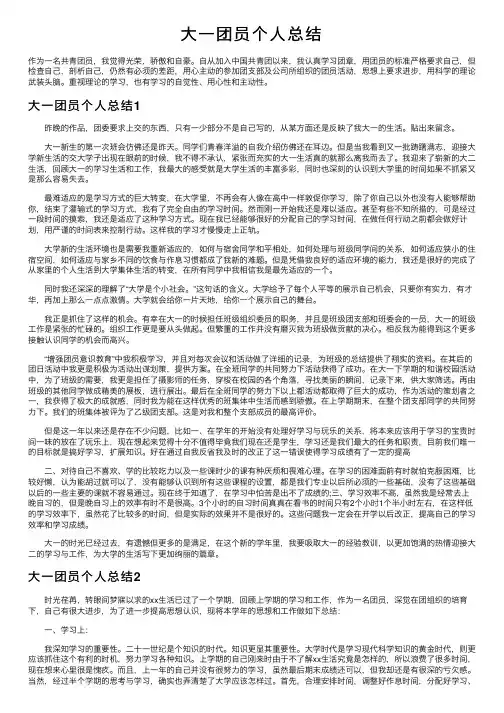 大一团员个人总结