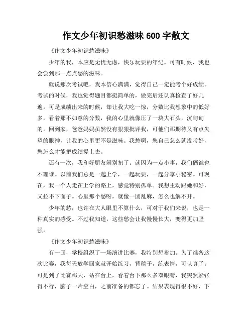 作文少年初识愁滋味600字散文