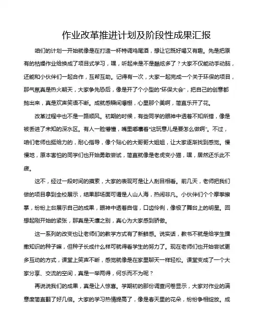 作业改革推进计划及阶段性成果汇报