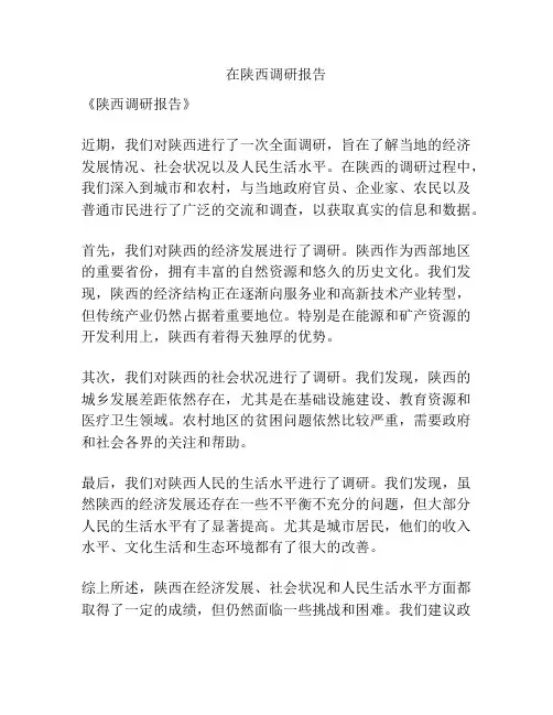 在陕西调研报告