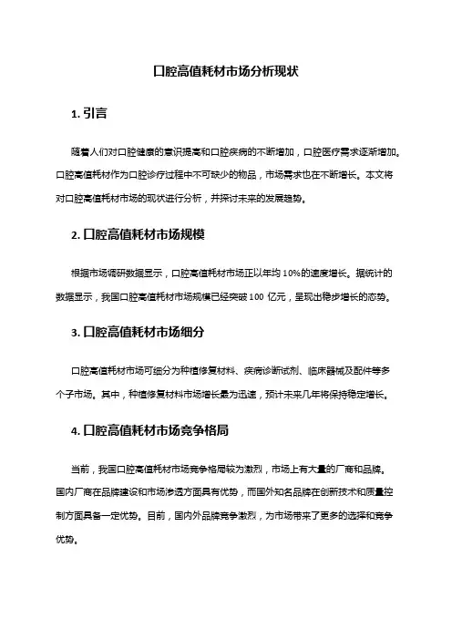 2024年口腔高值耗材市场分析现状