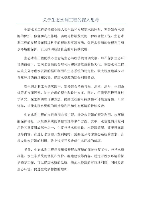 关于生态水利工程的深入思考