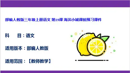 部编人教版三年级上册语文 第19课 海滨小城课前预习课件