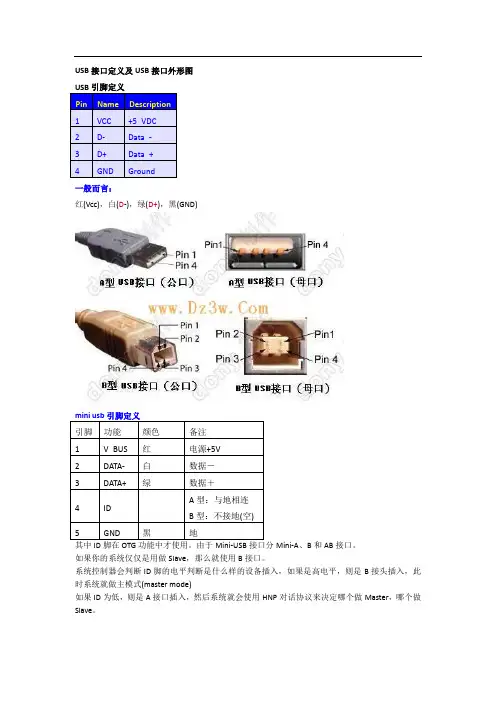 各种USB接线引脚定义图(超简单,一看即明了)