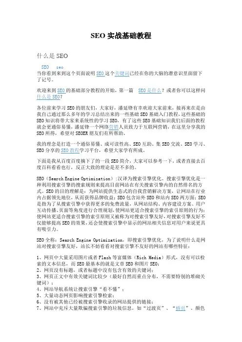 SEO实战基础教程