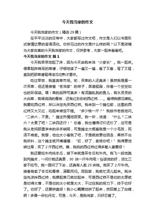 今天我当家的作文