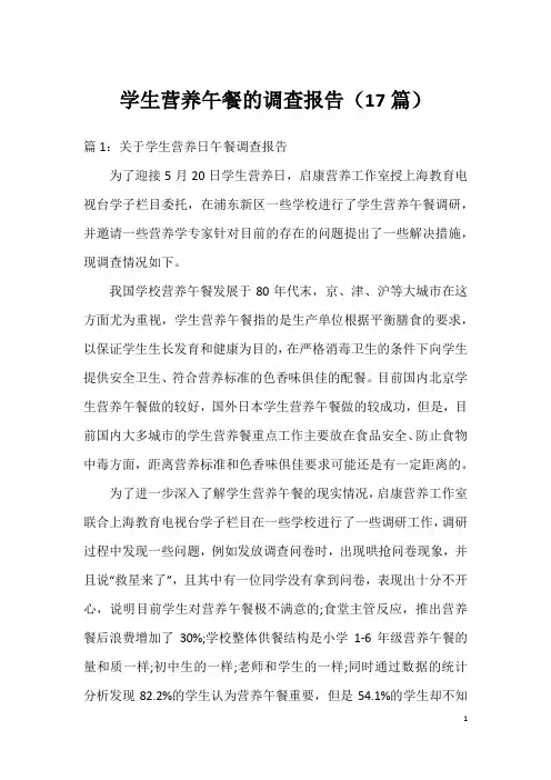 学生营养午餐的调查报告(17篇)
