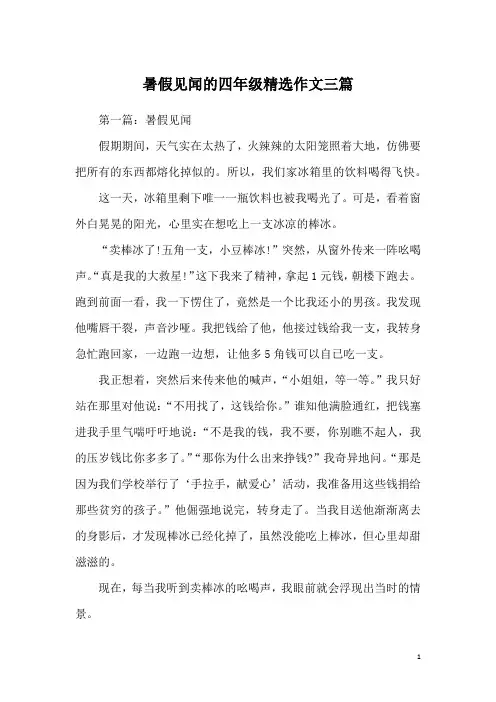 暑假见闻的四年级精选作文三篇