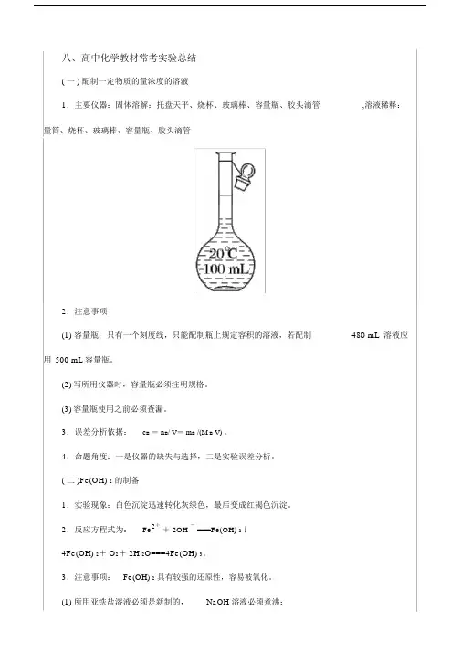 高中化学常考实验含50个高频考题规范解答.docx