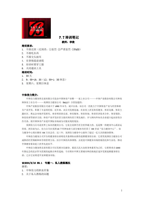 私人教练综合培训-PT training