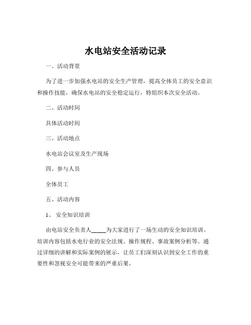 水电站安全活动记录