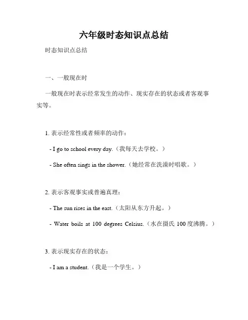 六年级时态知识点总结