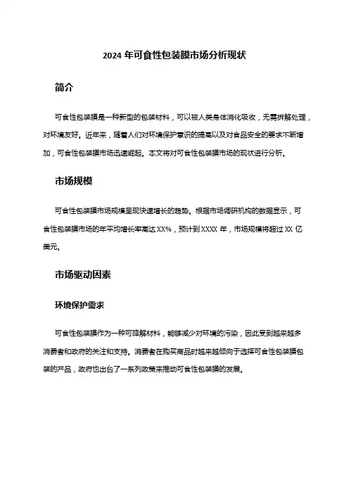2024年可食性包装膜市场分析现状