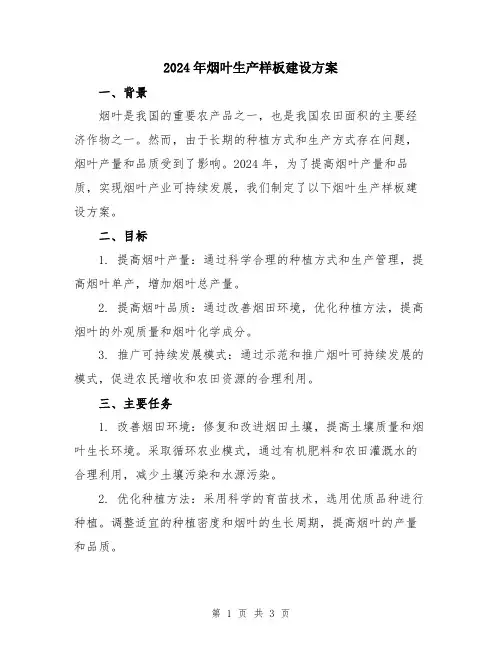 2024年烟叶生产样板建设方案