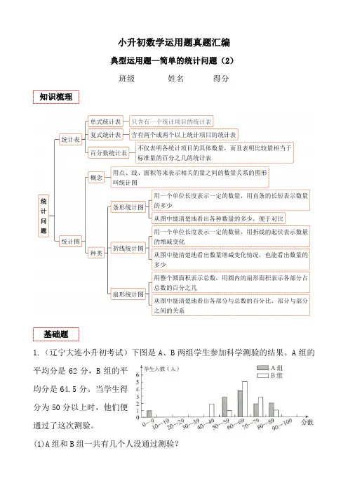 简单的统计问题(2)(讲义)六年级下册小升初数学应用题真题汇编通用版