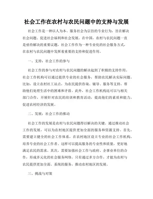 社会工作在农村与农民问题中的支持与发展