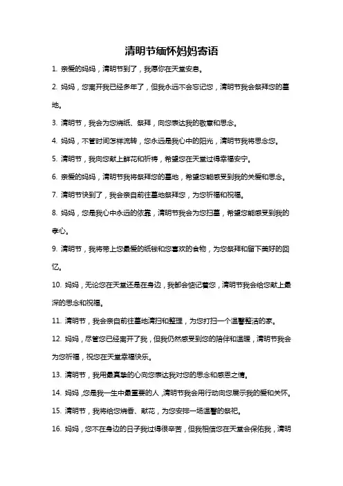 清明节缅怀妈妈寄语