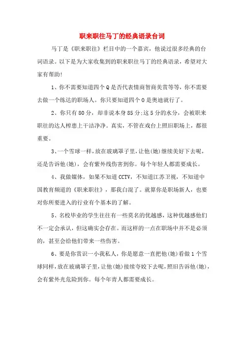 职来职往马丁的经典语录台词