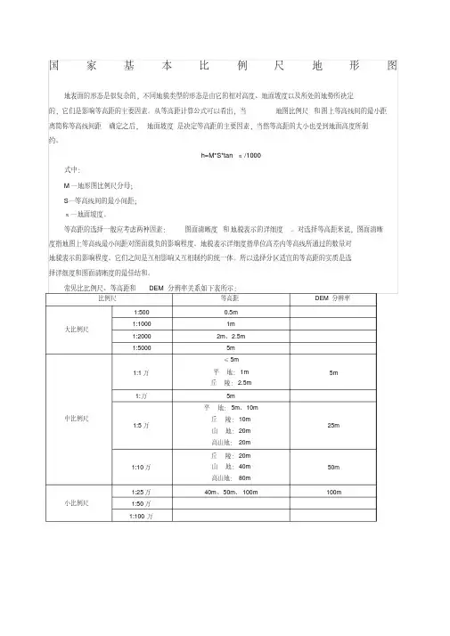 国家基本比例尺地形图等高距知识