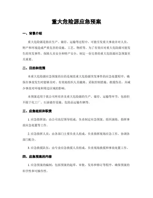 重大危险源应急预案
