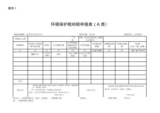 环境保护税纳税申报表(A类)修改