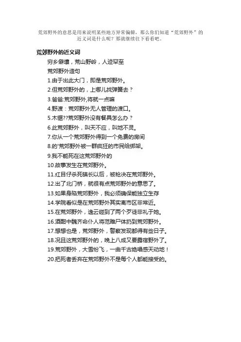 荒郊野外的近义词