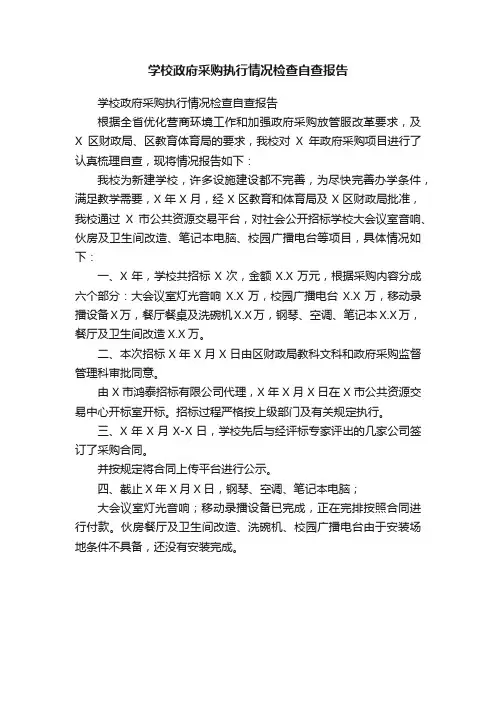 学校政府采购执行情况检查自查报告