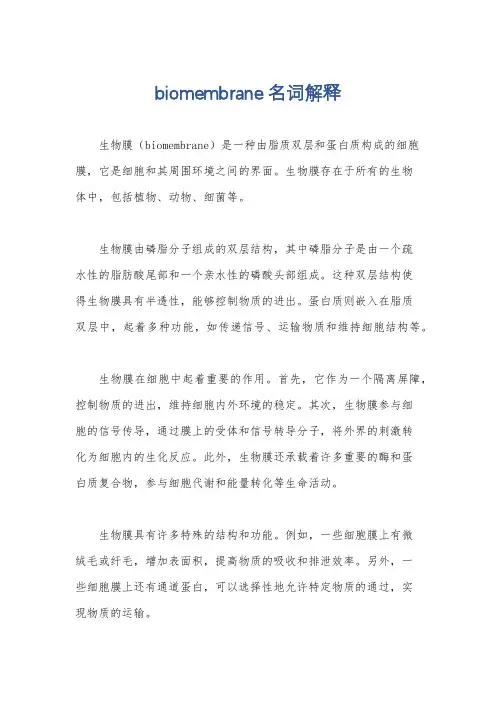 biomembrane名词解释