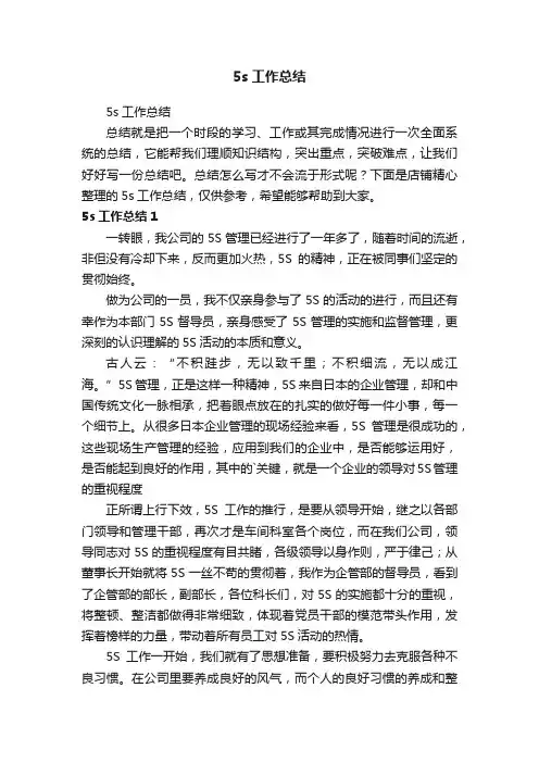 5s工作总结