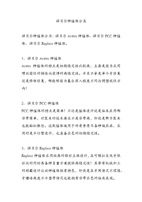 诺贝尔种植体分类