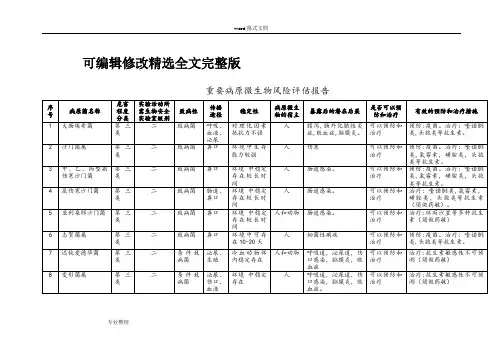 (2024版)重要病原微生物风险评估方案报告精选全文完整版
