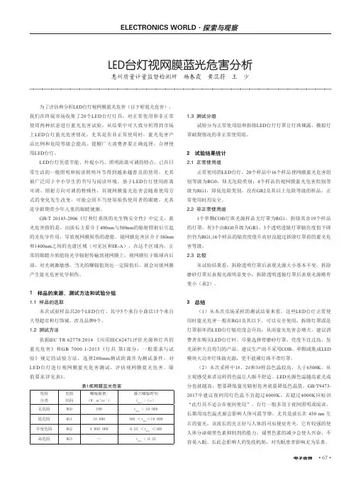LED台灯视网膜蓝光危害分析
