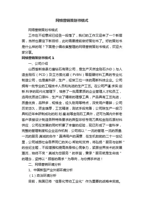 网络营销策划书格式