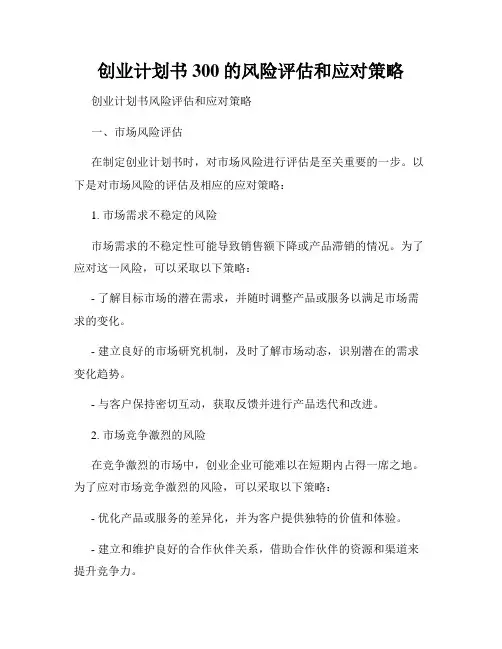 创业计划书300的风险评估和应对策略