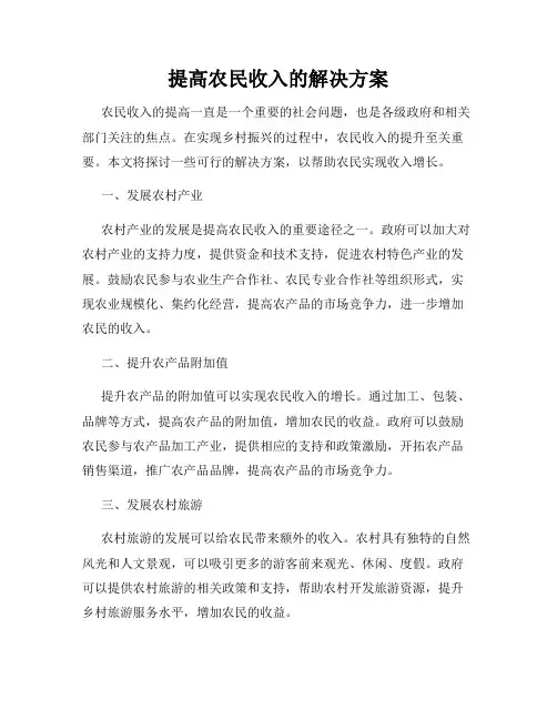 提高农民收入的解决方案